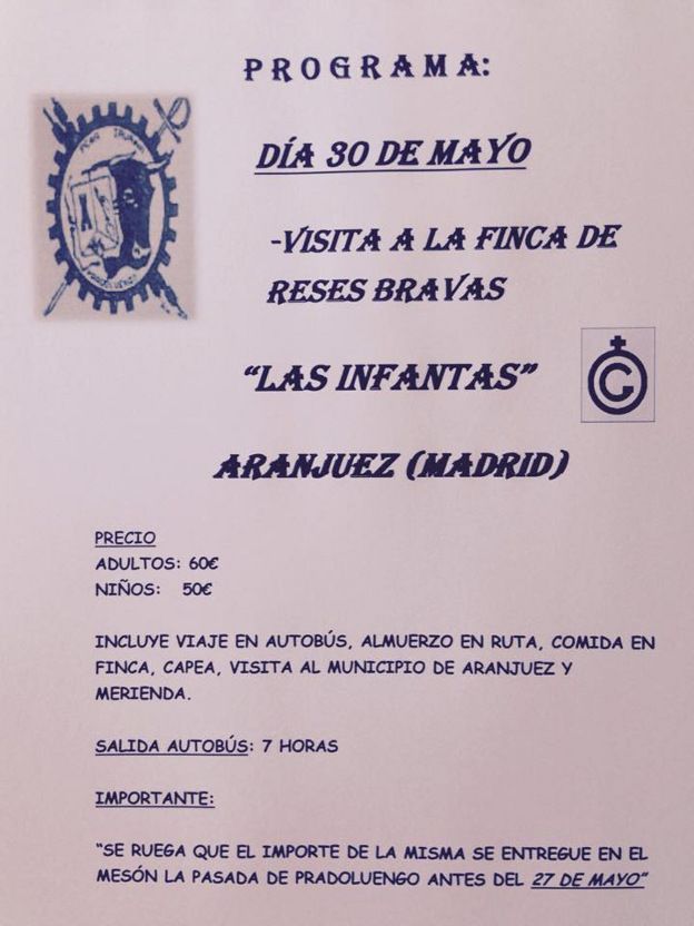 Cartel jornada con la Peña Taurina