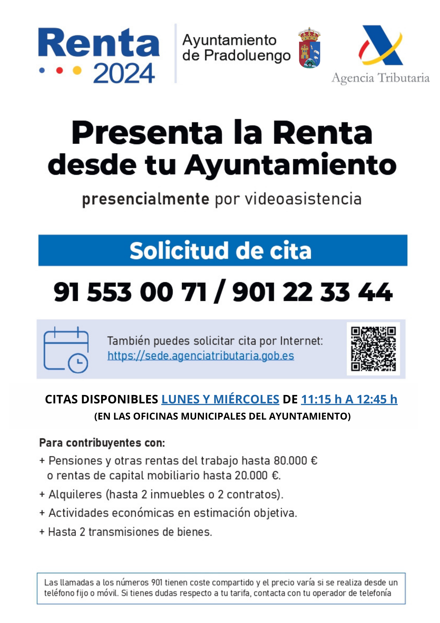 CARTEL CITAS VIDEOASISTENCIA DECLARACIÓN RENTA CAMPAÑA 2024