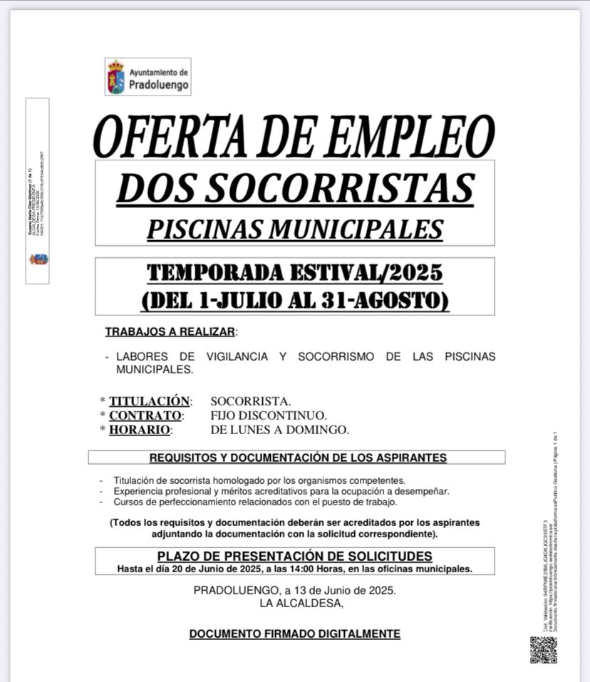 OFERTA DE EMPLEO SOCORRISTAS