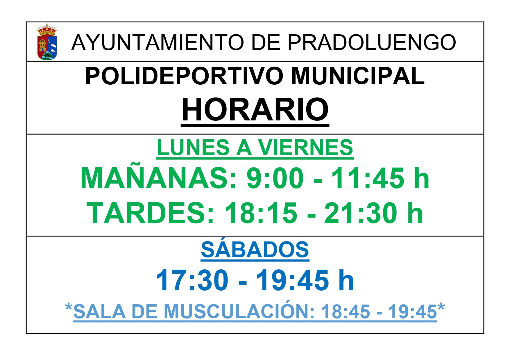 HORARIO POLIDEPORTIVO SEMANAL