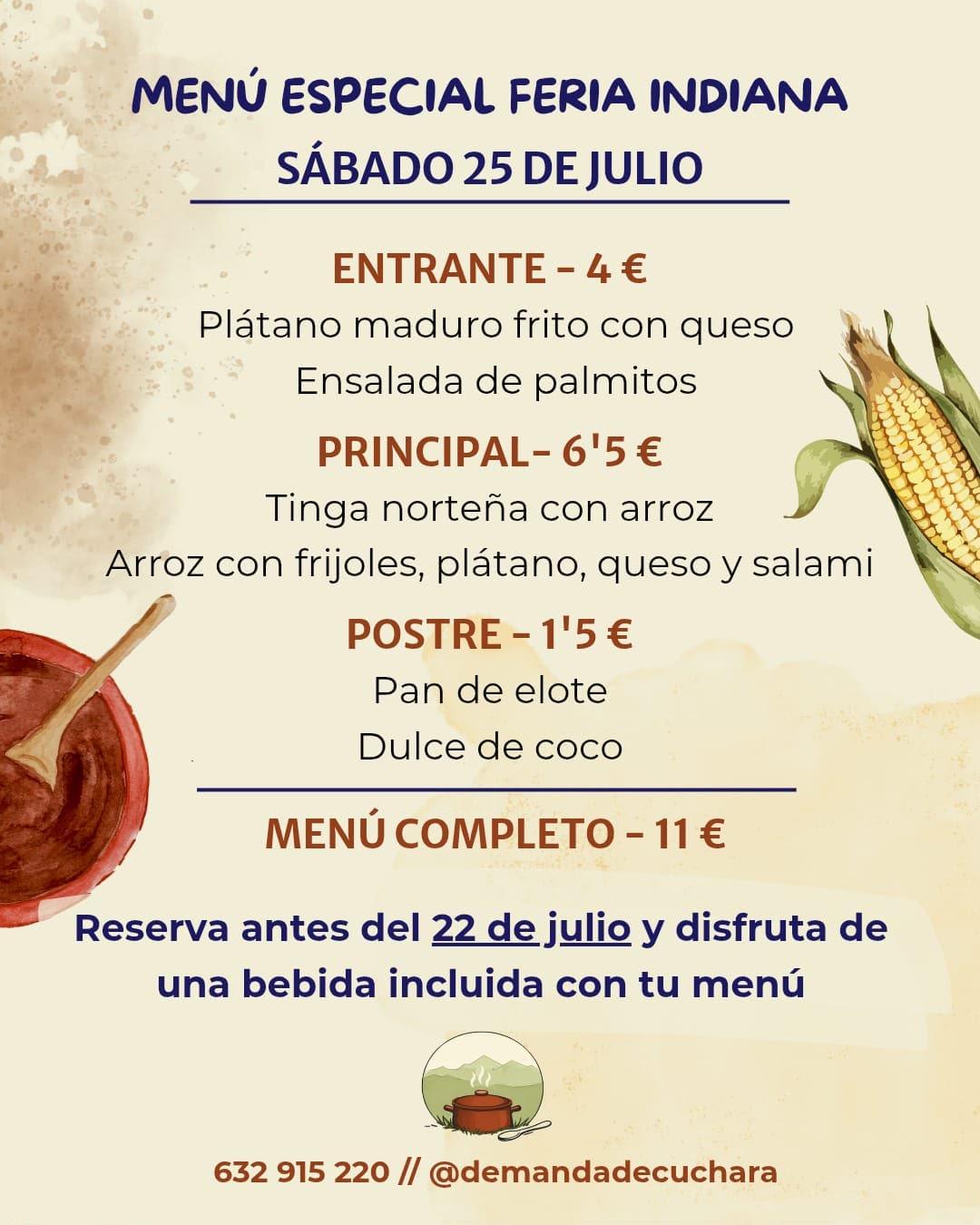 🌽MENÚ ESPECIAL FERIA INDIANA 🍛